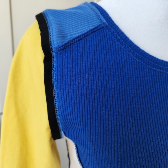 We The Free Fancy That Thermal Top Ribbed Blue Yellow Long Sleeves Medium - Picture 6 of 16
